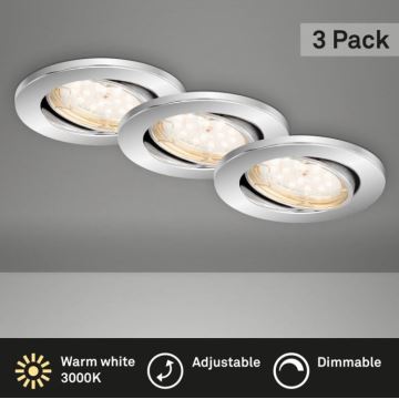 Briloner 7219-038 - SET 3x LED Dimmable bathroom recessed light 1xGU10/5W/230V IP23