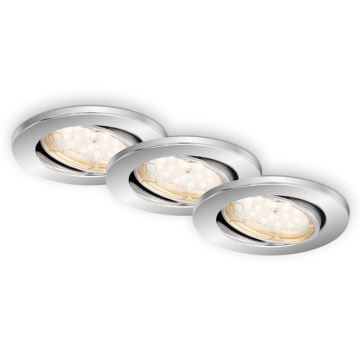 Briloner 7219-038 - SET 3x LED Dimmable bathroom recessed light 1xGU10/5W/230V IP23