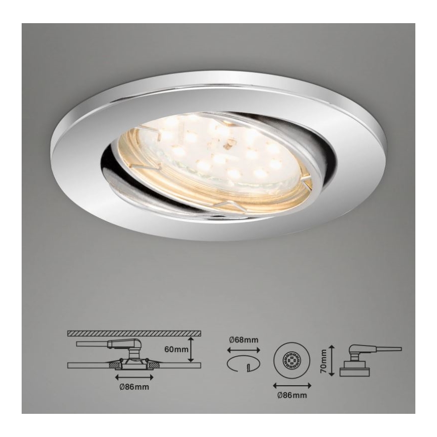 Briloner 7219-038 - SET 3x LED Dimmable bathroom recessed light 1xGU10/5W/230V IP23