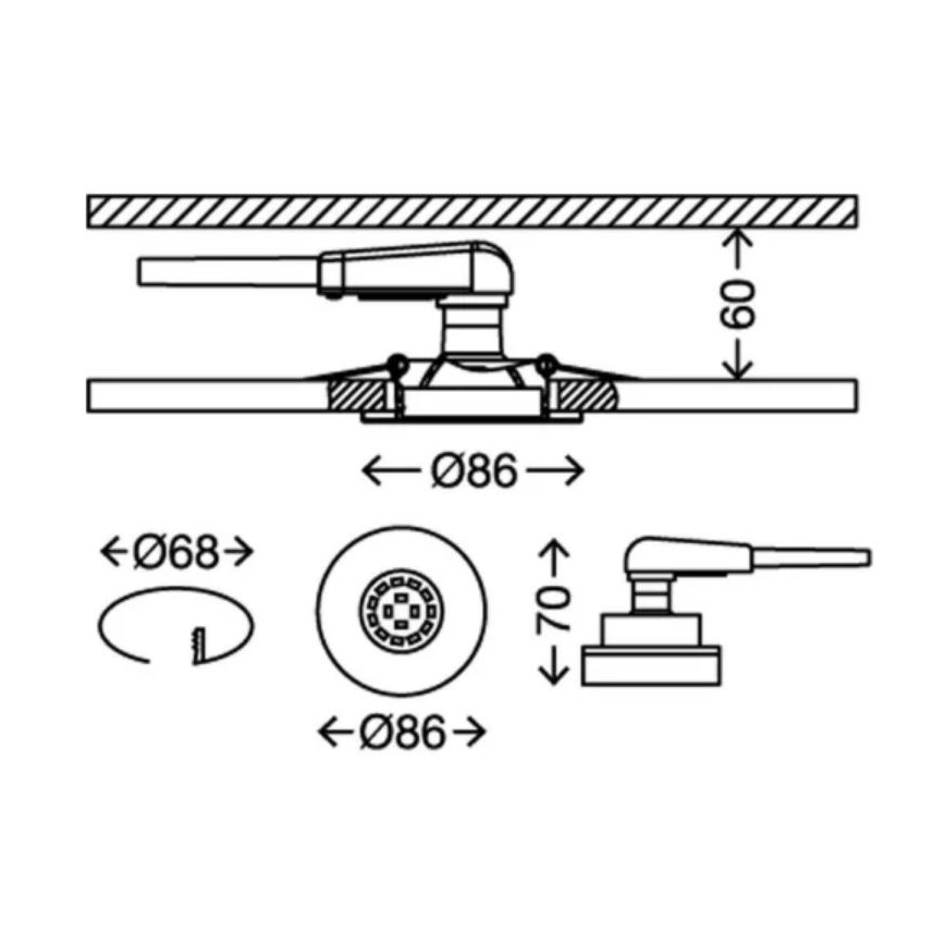 Briloner 7277-038 - SET 3x LED Dimmable bathroom recessed light 1xGU10/5W/230V IP23