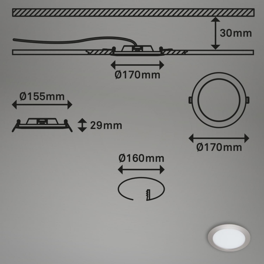 Briloner 7286-012 - LED Bathroom recessed light LED/12W/230V IP44