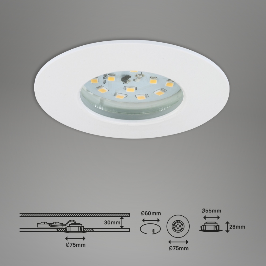 Briloner 7295-016 - LED Dimmable bathroom recessed light ATTACH LED/6,5W/230V IP44