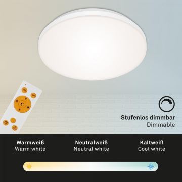 Briloner 7377-016 - LED Dimmable ceiling light LED/12W/230V 3000-6500K + remote control