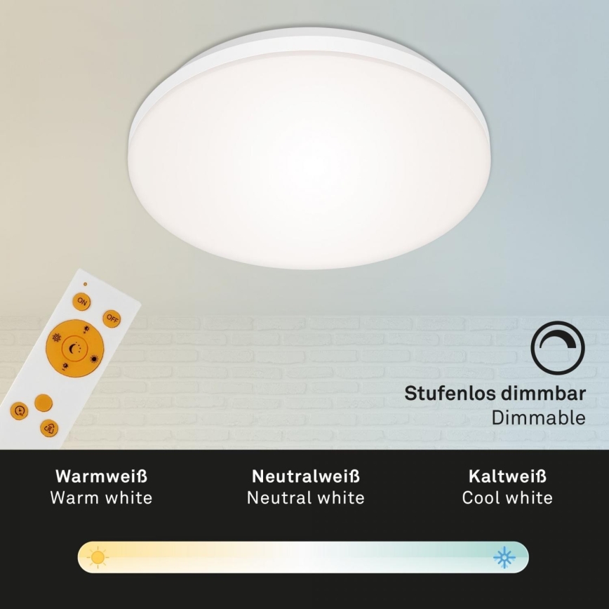 Briloner 7377-016 - LED Dimmable ceiling light LED/12W/230V 3000-6500K + remote control