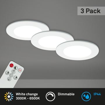 Briloner - SET 3x LED Dimmable bathroom recessed light LED/4,8W/230V 3000-6500K IP44 + remote control