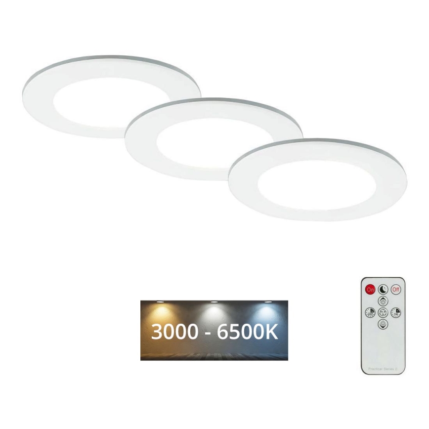 Briloner - SET 3x LED Dimmable bathroom recessed light LED/4,8W/230V 3000-6500K IP44 + remote control