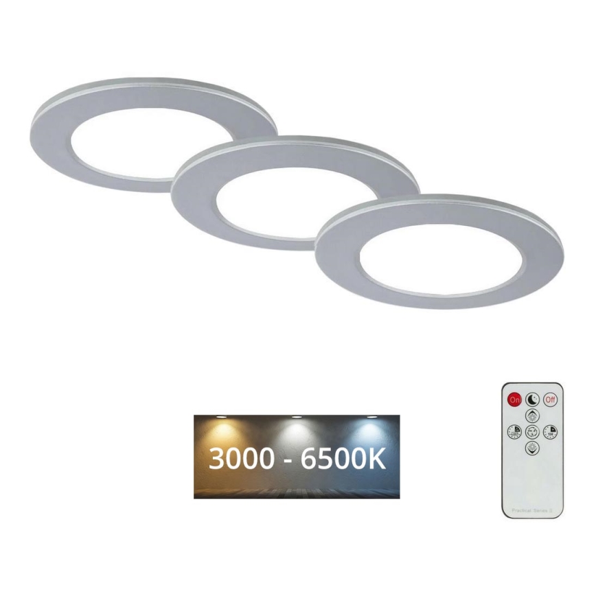 Briloner - SET 3x LED Dimmable bathroom recessed light LED/4,8W/230V 3000-6500K IP44 + remote control