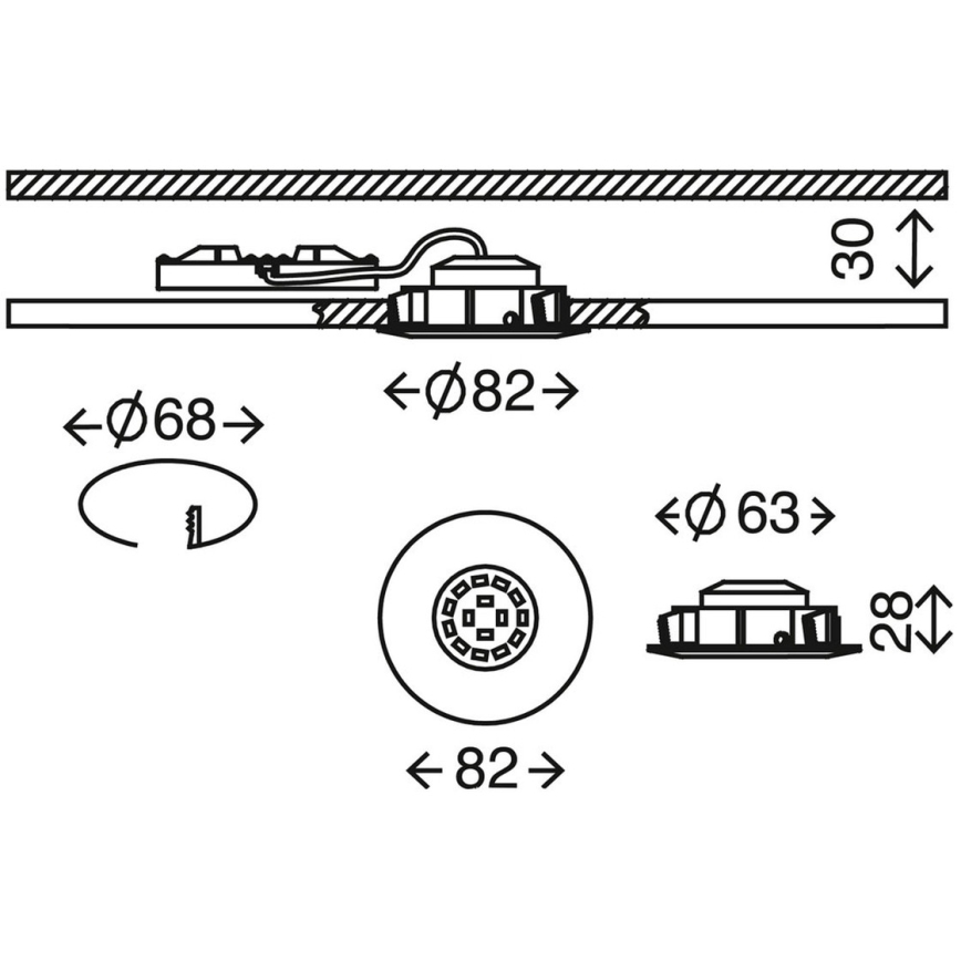 Briloner 7296-011 - LED Dimmable bathroom recessed light ATTACH LED/6,5W/230V IP23 anthracite