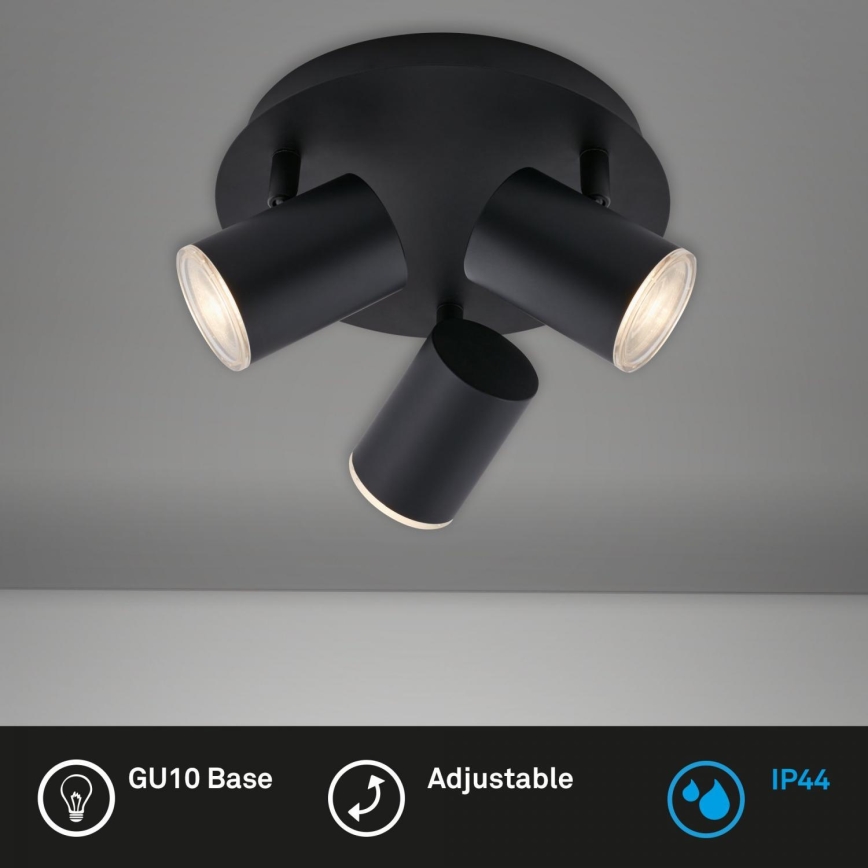 Briloner 10476229 - Bathroom spotlight 3xGU10/5W/230V IP44 black