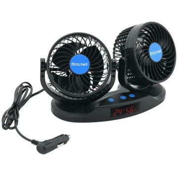 Car dashboard fan with a thermometer 9W/12V black