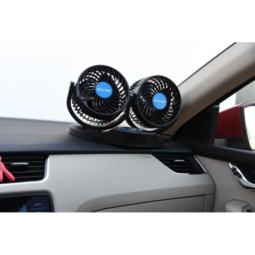 Car dashboard fan with a thermometer 9W/12V black