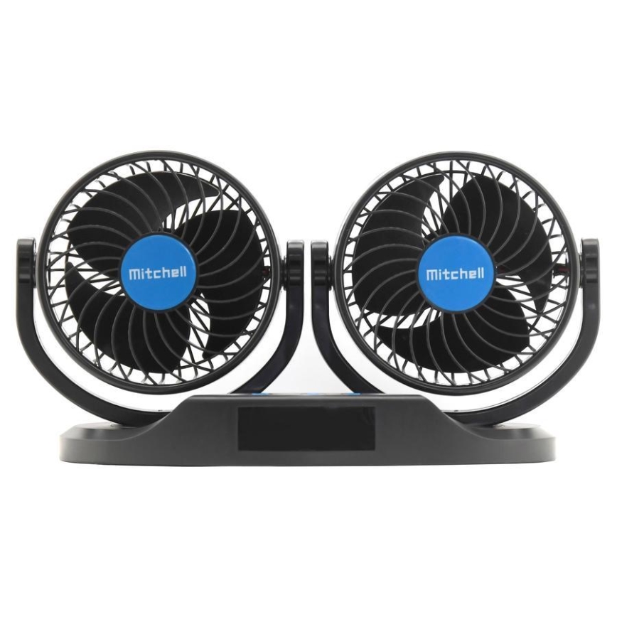 Car dashboard fan with a thermometer 9W/12V black