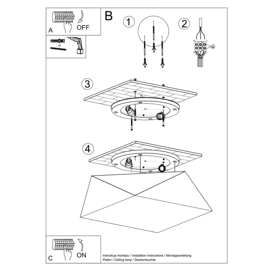 Ceiling light HEXA 2xE27/60W/230V silver