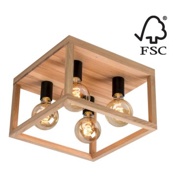 Ceiling light KAGO 4xE27/60W/230V matte oak - FSC certified