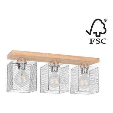 Ceiling light NORMAN WOOD 3xE27/25W/230V matte oak - FSC certified