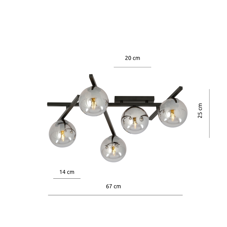 Ceiling light SMART 5xE14/10W/230V black/grey