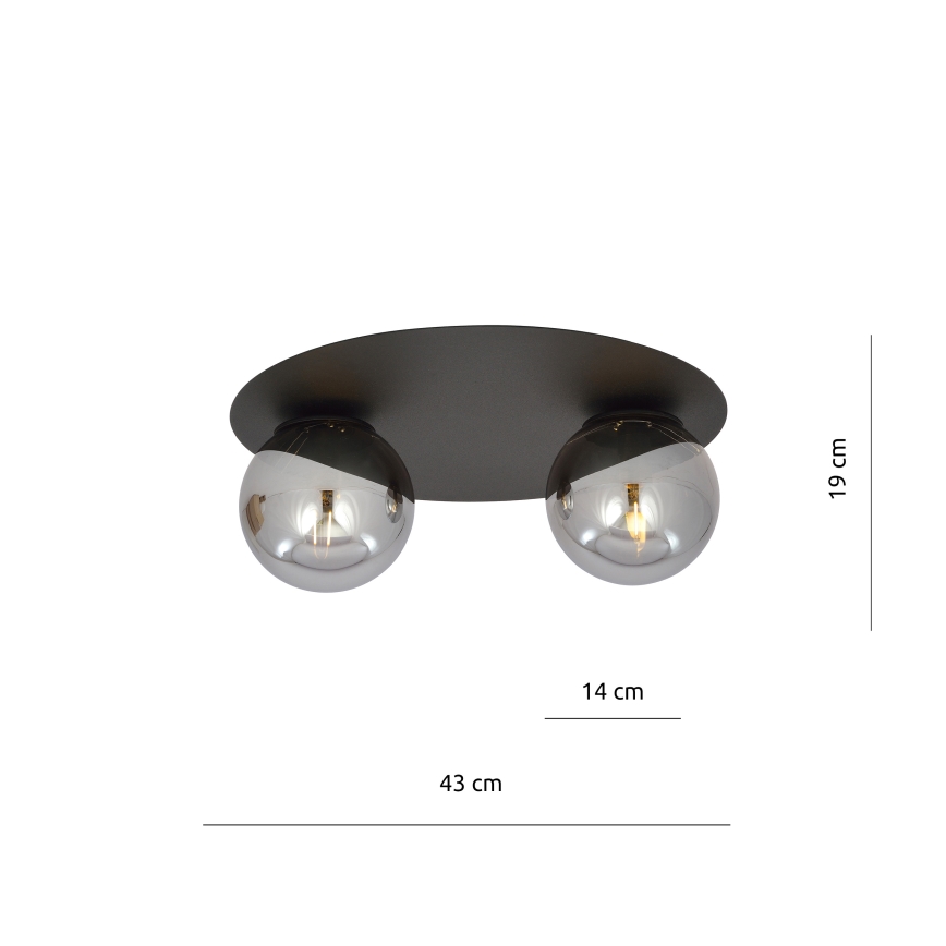 Ceiling light SOLAR 2xE14/10W/230V black/grey