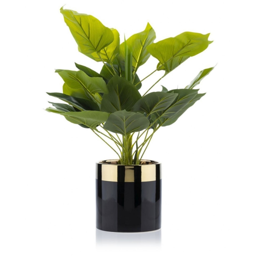 Ceramic flowerpot CINDY 13x13 cm black/gold