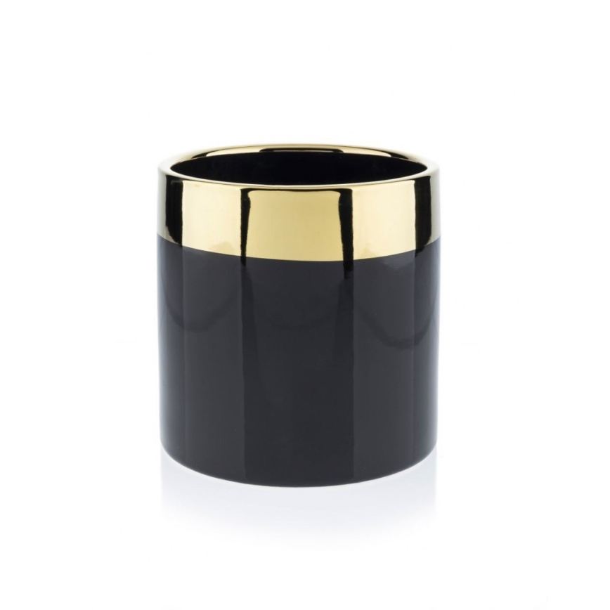 Ceramic flowerpot CINDY 13x13 cm black/gold