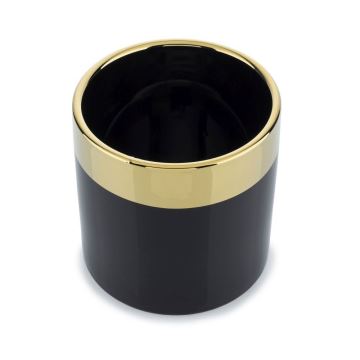 Ceramic flowerpot CINDY 13x13 cm black/gold