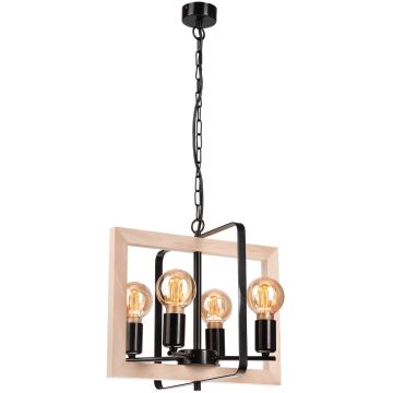 Chandelier on a chain CEDRIC 4xE27/60W/230V beech/beige