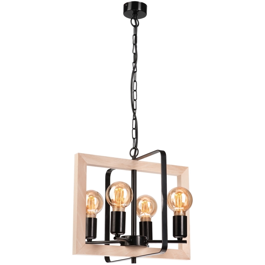 Chandelier on a chain CEDRIC 4xE27/60W/230V beech/beige