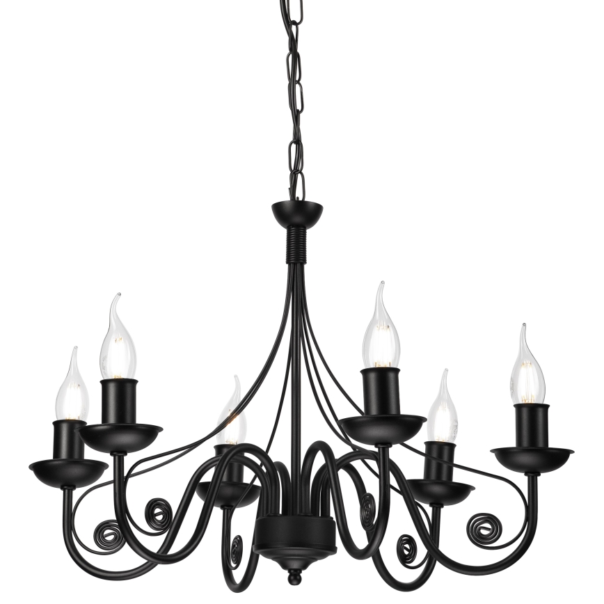 Chandelier on a chain DONATO 6xE14/40W/230V black