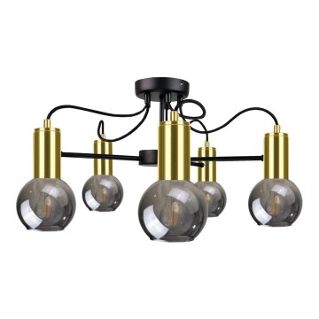 Chandelier on a pole LIVA 5xE27/60W/230V black/gold