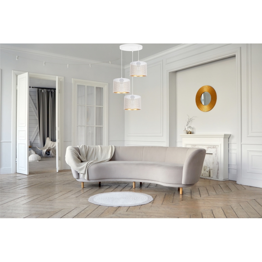 Chandelier on a string ALDO 3xE27/60W/230V d. 45 cm white