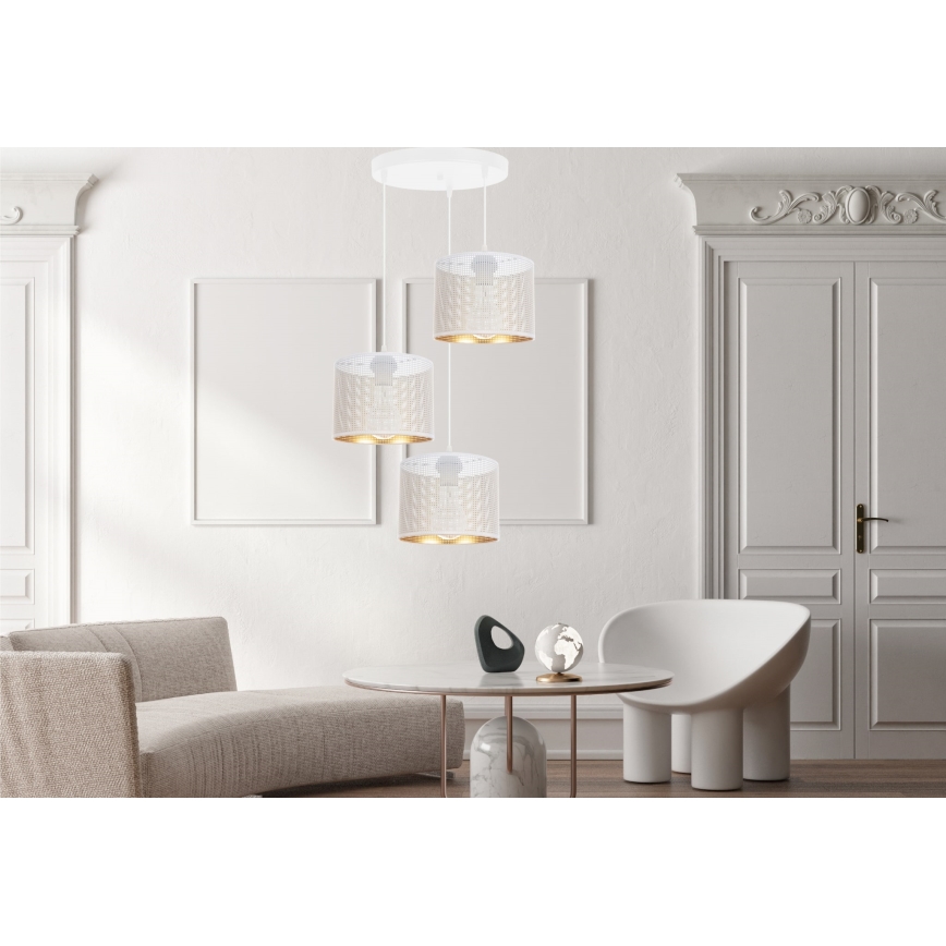 Chandelier on a string ALDO 3xE27/60W/230V d. 45 cm white