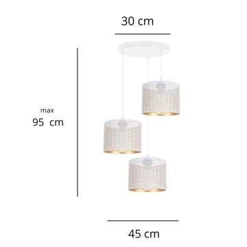 Chandelier on a string ALDO 3xE27/60W/230V d. 45 cm white