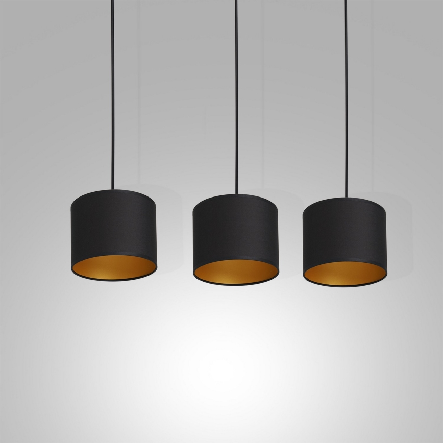 Chandelier on a string ARDEN 3xE27/60W/230V black/golden