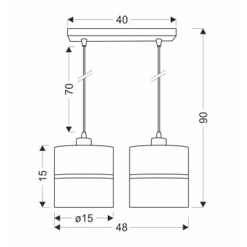 Chandelier on a string ASSAM 2xE27/60W/230V black/gold