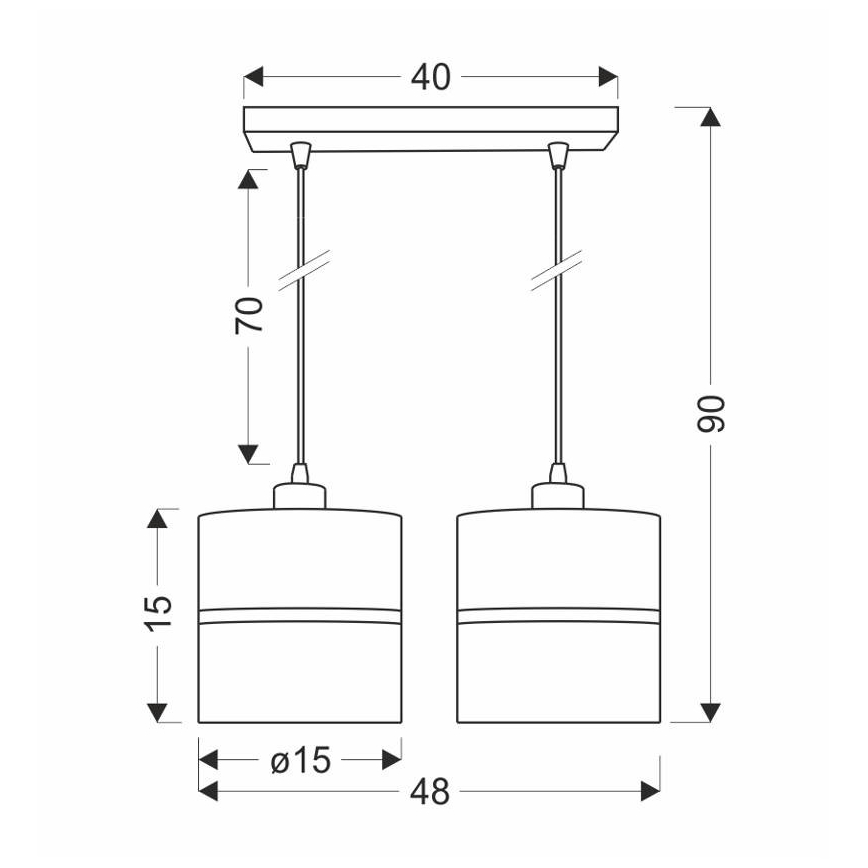 Chandelier on a string ASSAM 2xE27/60W/230V black/gold