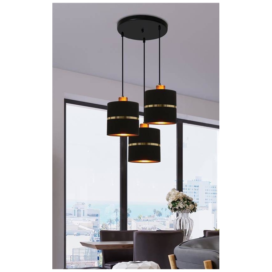 Chandelier on a string ASSAM 3xE27/60W/230V black