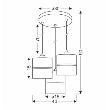 Chandelier on a string ASSAM 3xE27/60W/230V black