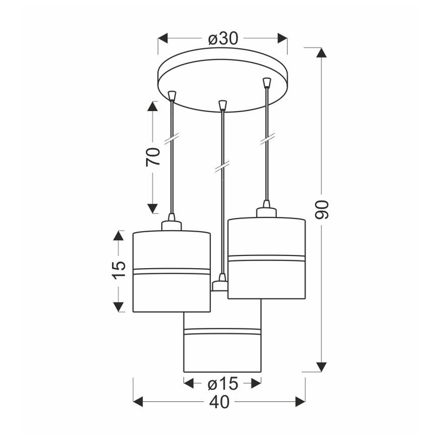 Chandelier on a string ASSAM 3xE27/60W/230V black