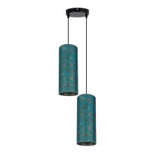 Chandelier on a string AVALO 2xE27/60W/230V d. 20 cm turquoise/gold
