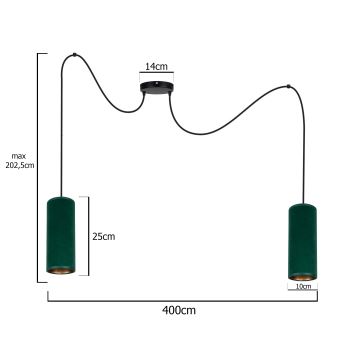 Chandelier on a string AVALO 2xE27/60W/230V green/copper