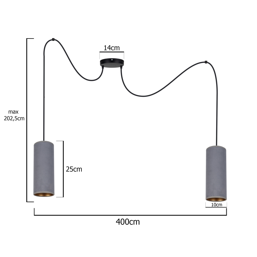 Chandelier on a string AVALO 2xE27/60W/230V grey