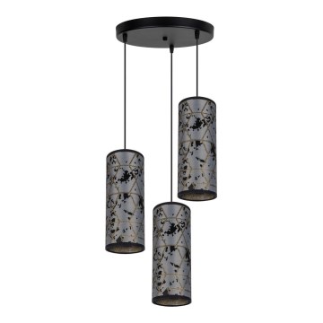 Chandelier on a string AVALO 3xE27/60W/230V d. 35 cm grey/black