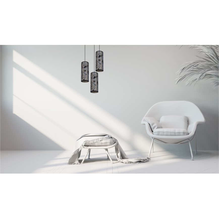 Chandelier on a string AVALO 3xE27/60W/230V d. 35 cm grey/black