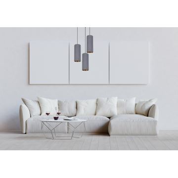 Chandelier on a string AVALO 3xE27/60W/230V d. 35 cm grey