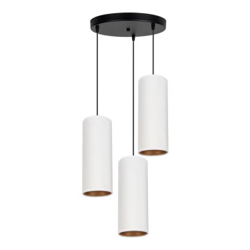 Chandelier on a string AVALO 3xE27/60W/230V d. 35 cm white/copper