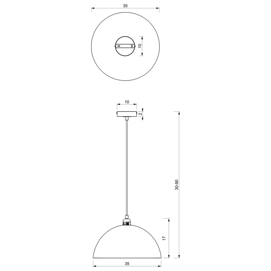 Chandelier on a string BETA 1xE27/60W/230V d. 35 cm white