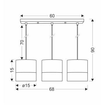 Chandelier on a string BIANCO 3xE27/40W/230V white/brown