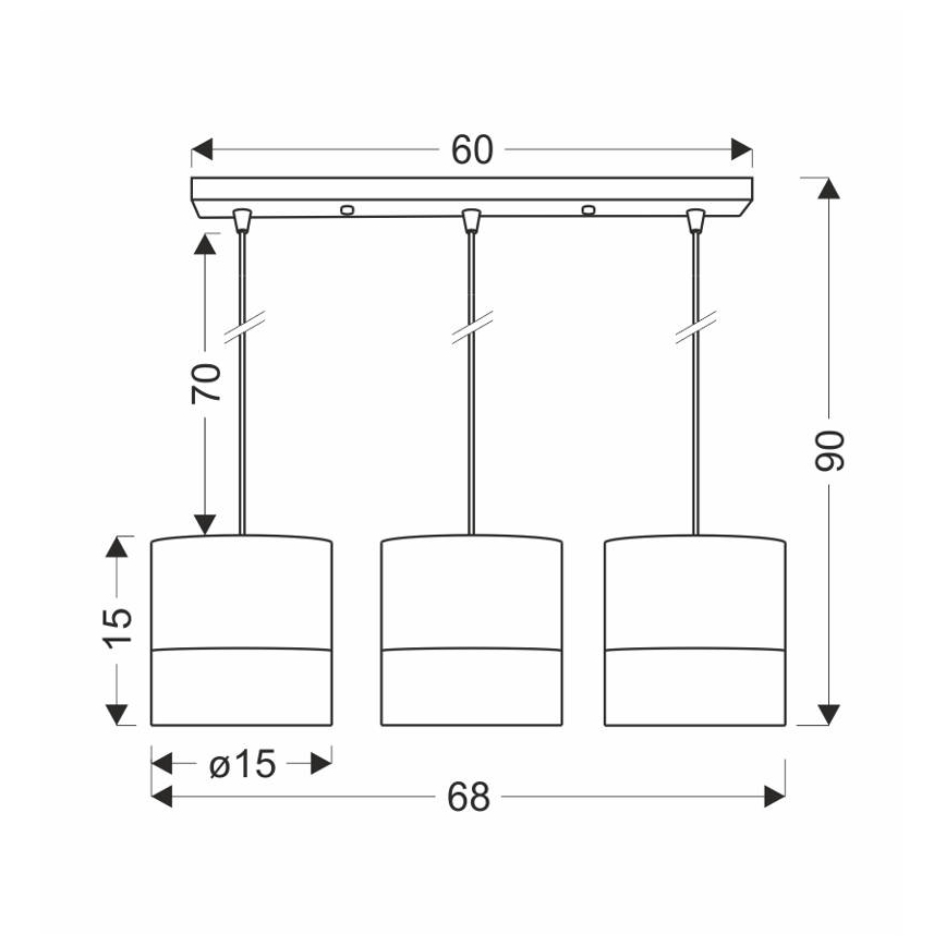 Chandelier on a string BIANCO 3xE27/40W/230V white/brown