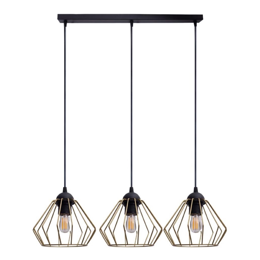 Chandelier on a string CEED GOLD 3xE27/60W/230V black/gold