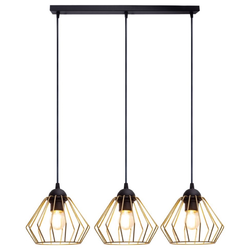 Chandelier on a string CEED GOLD 3xE27/60W/230V black/gold