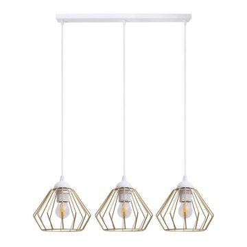 Chandelier on a string CEED GOLD 3xE27/60W/230V white/gold